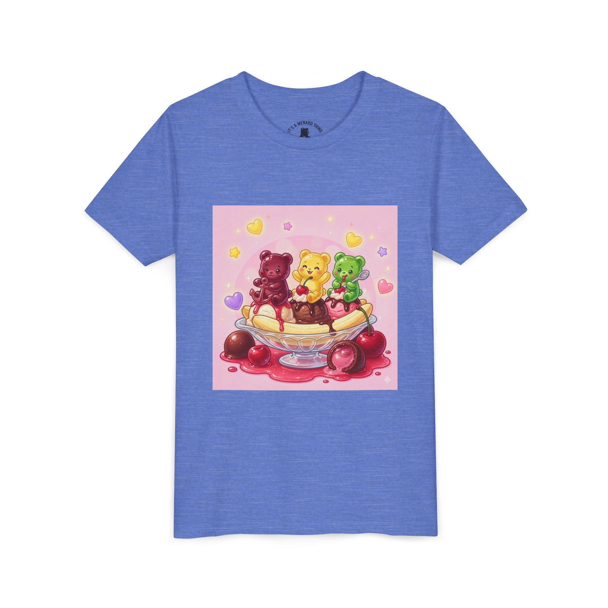 Gooey Gummy Bears on Banana Split Boat Graphic Youth T-Shirt