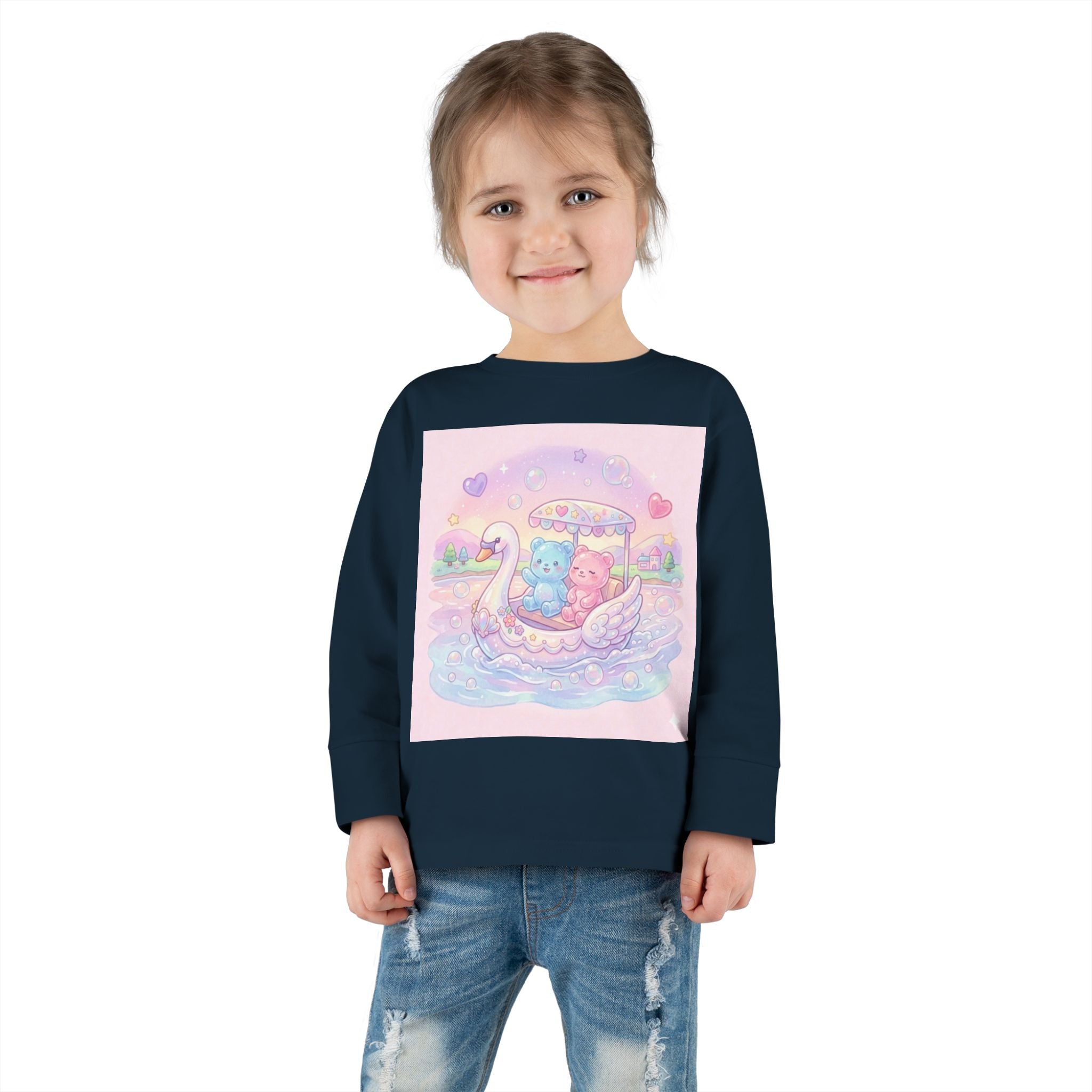 Swan Boat Ride, Oozy Bear Duo Friends- Graphic Long Sleeve Shirts