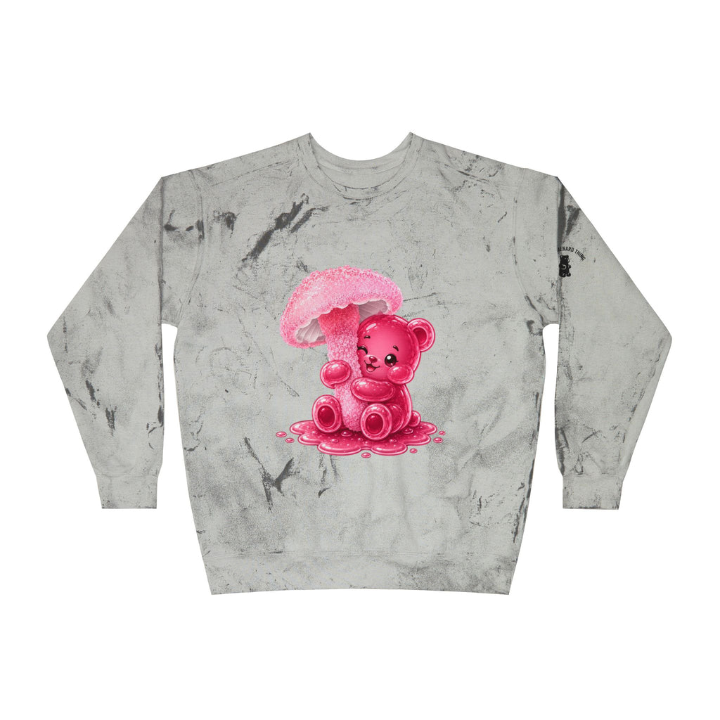 Special Pink Mushroom Oozy Bear Gummy Friend- Graphic Tie-Dye Sweater