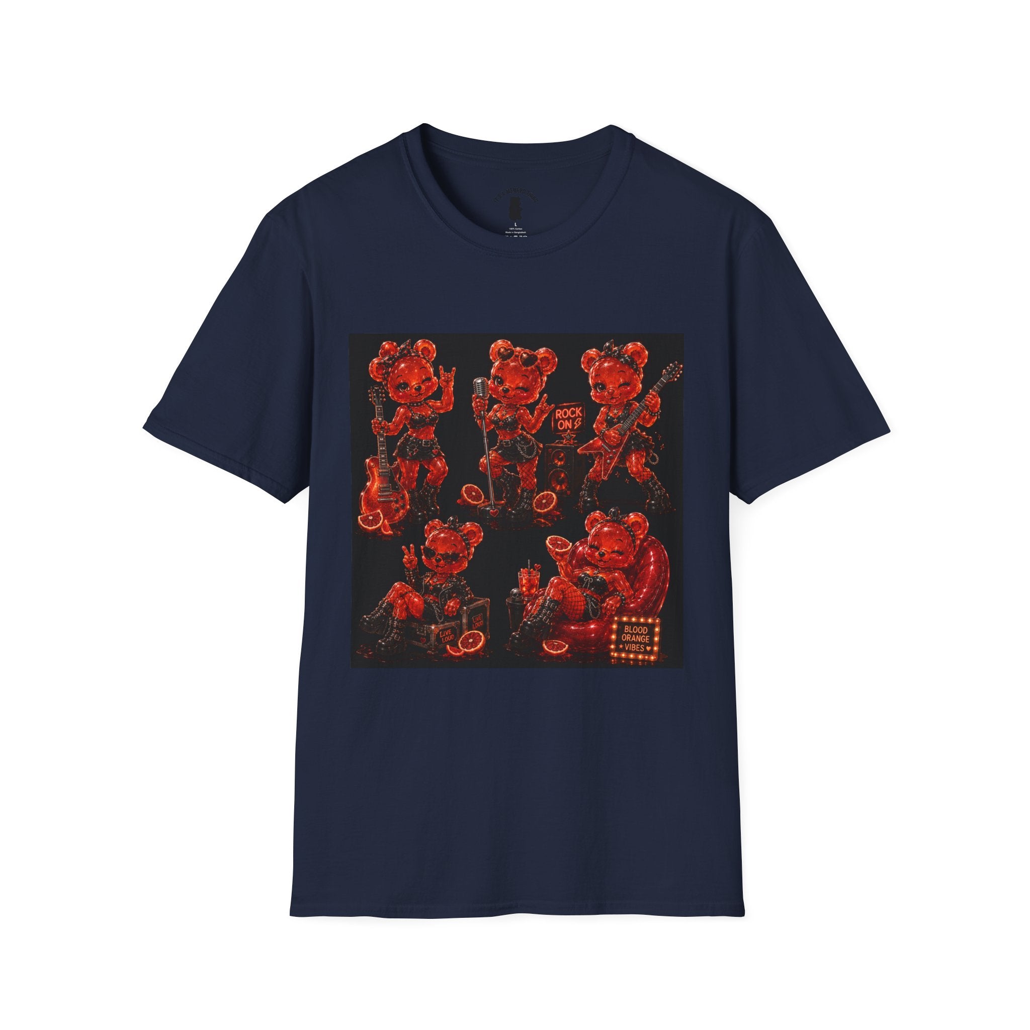 Rocking Blood Orange Grunge Oozy Bear Rocker Babe, Pin Up- Adult Graphic Shirt (18+)
