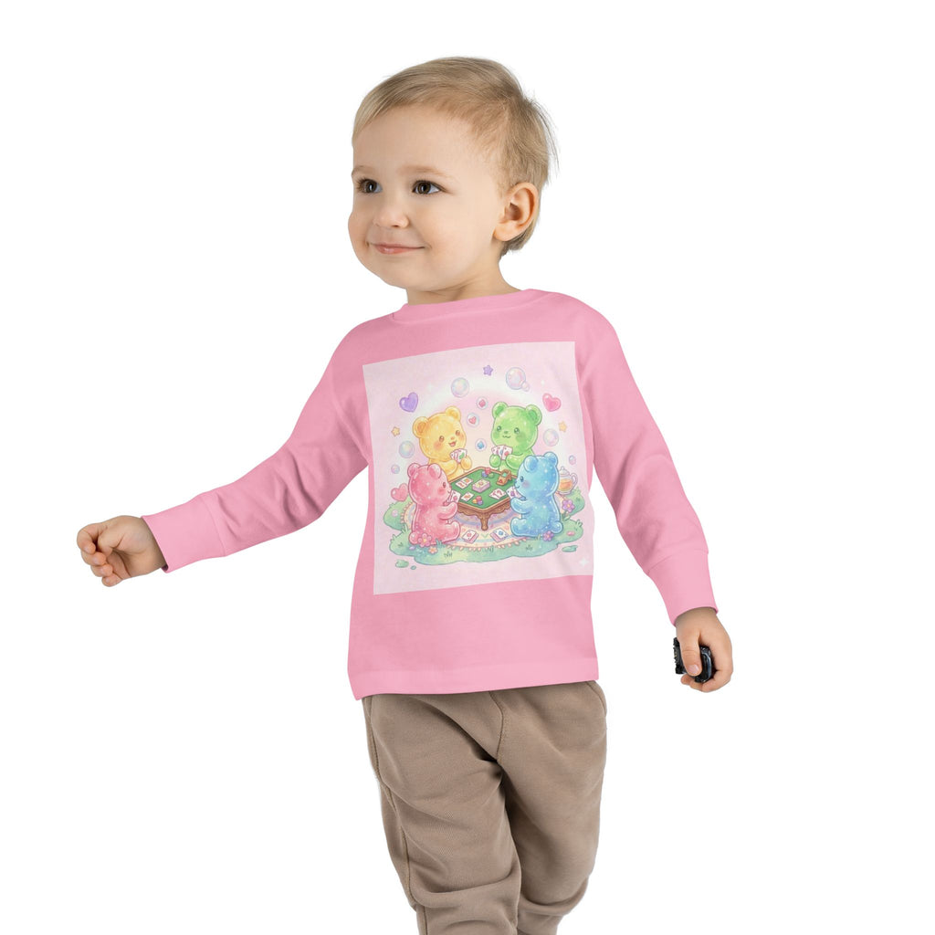 Playing Cards Together, Oozy Bear Friends Group- Graphic Long Sleeve Shirt
