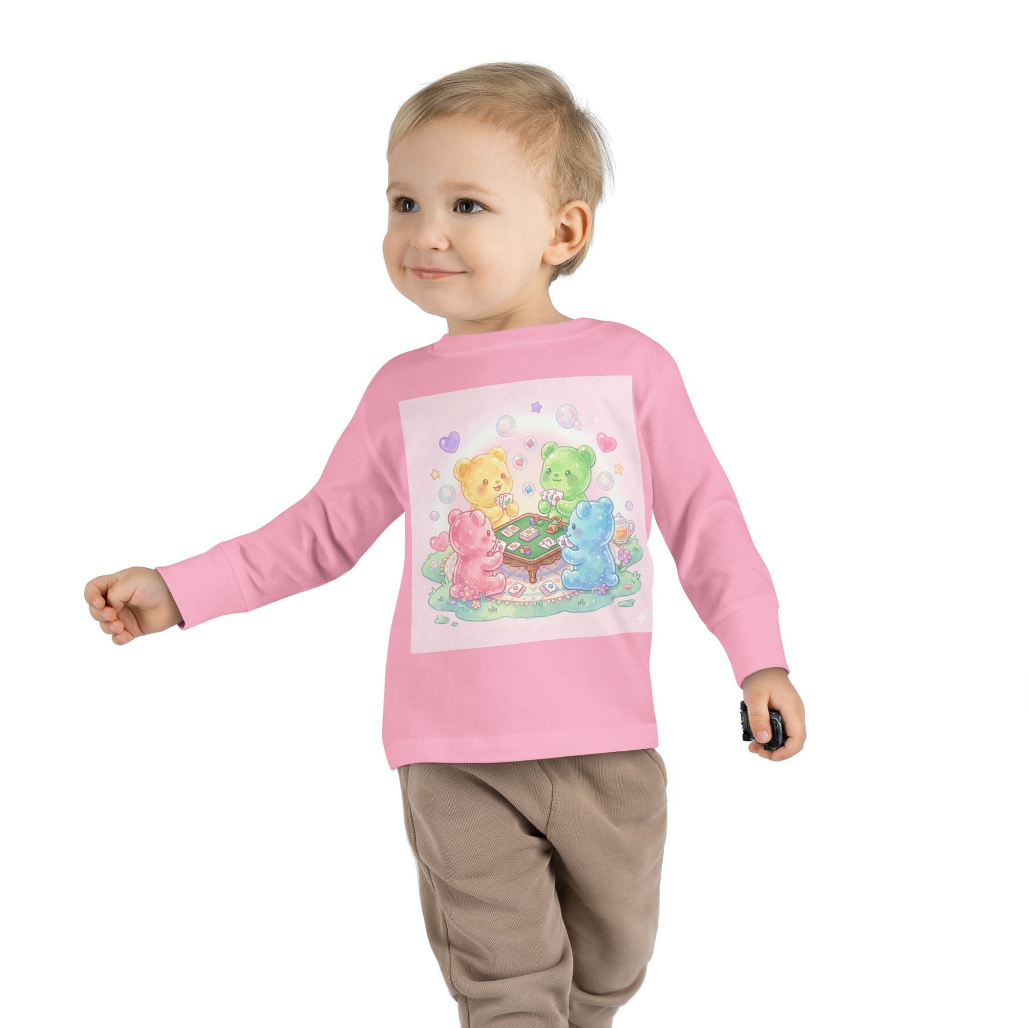 Playing Cards Together, Oozy Bear Friends Group- Graphic Long Sleeve Shirt