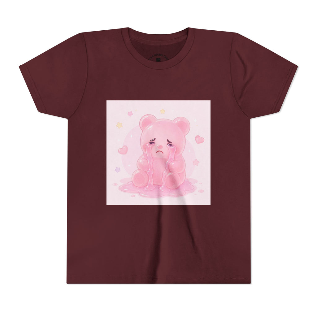 Pink Crying Gooey Gummy Bear Youth Tee – Cute Pastel Graphic Shirt