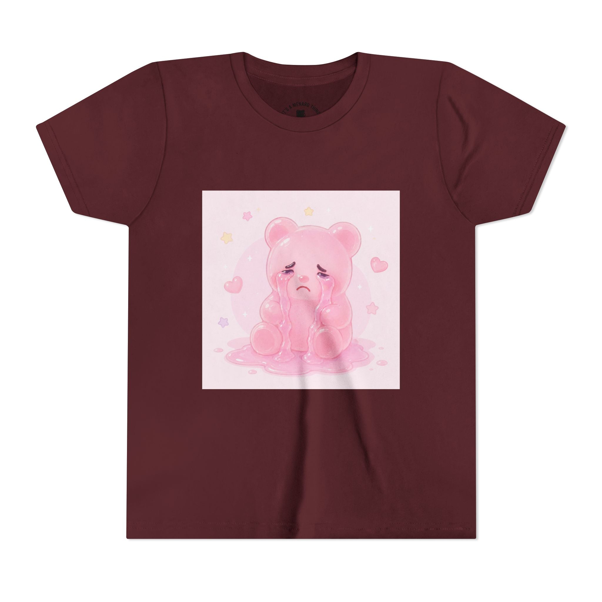 Pink Crying Gooey Gummy Bear Youth Tee – Cute Pastel Graphic Shirt
