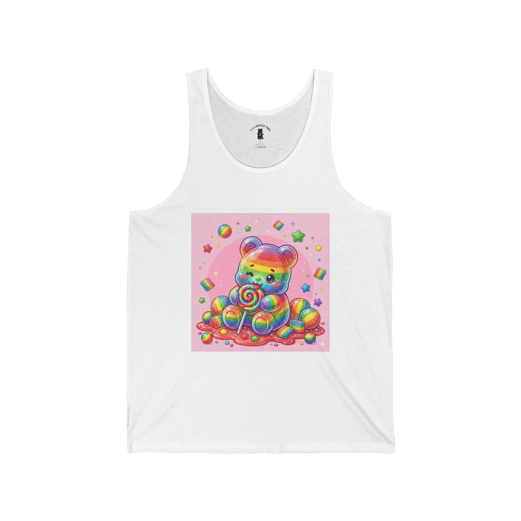 Rainbow Stripe Candy, Lollipop Gooey Gummy Bear — Kawaii Graphic Tank Top