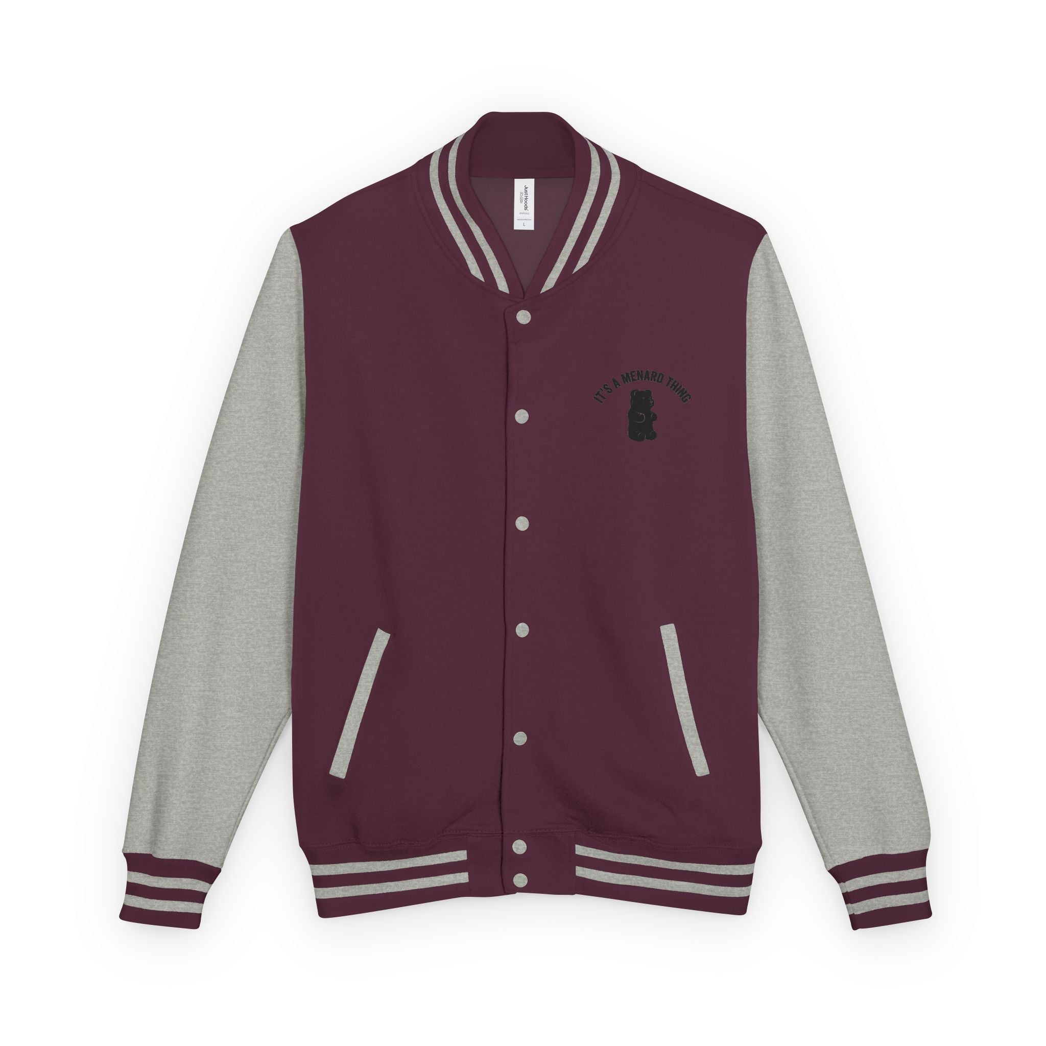 Pretty Pink Mushroom, Gooey Gummy Bear Friend —  Kawaii Graphic Varsity Jacket