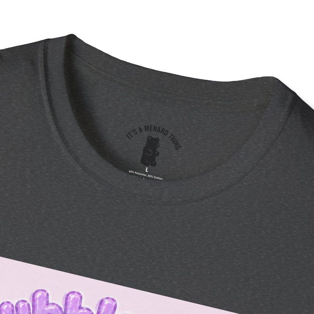 "Bubble Baby" Purple Gooey Gummy Bear — Cute Purple Boba Tea Graphic Tee
