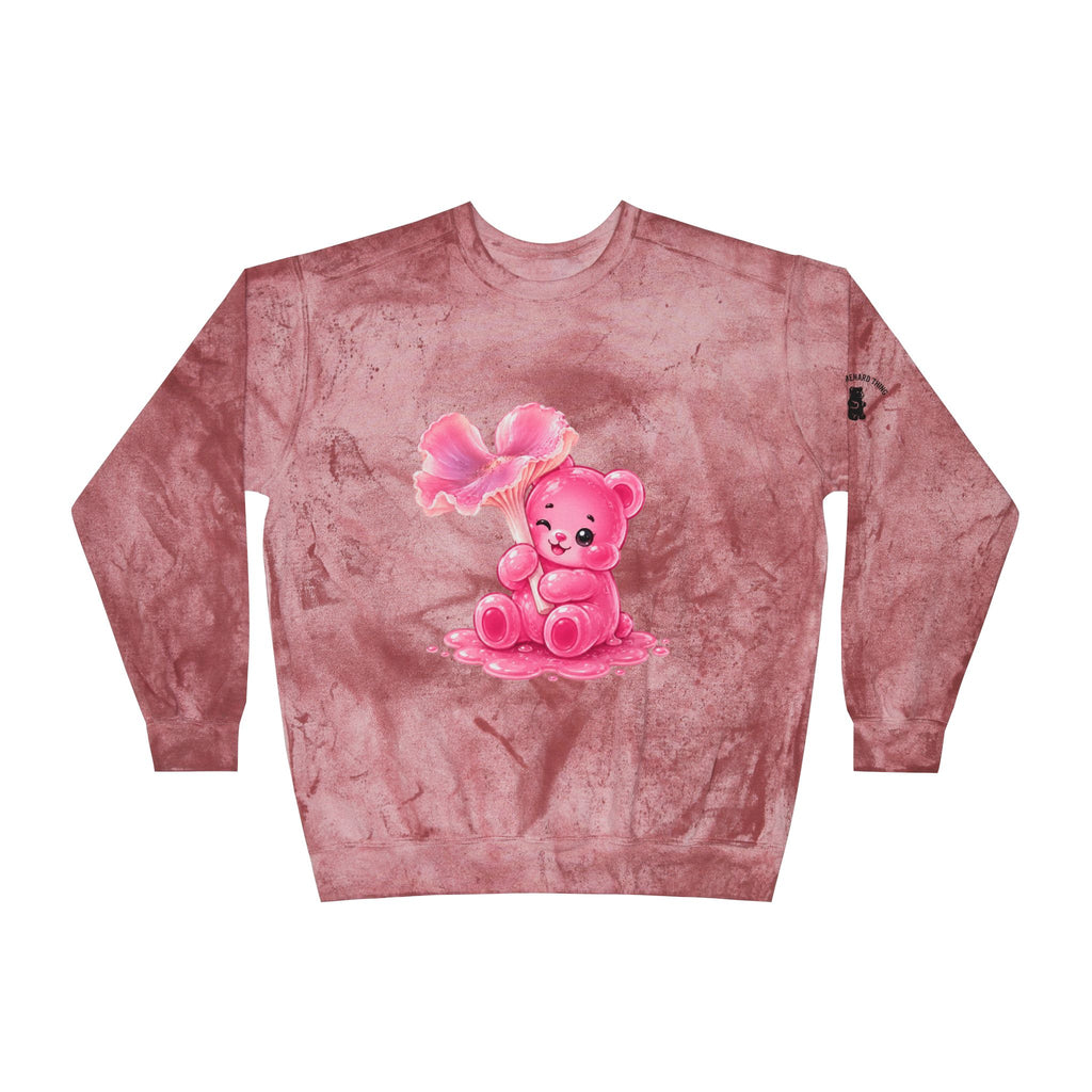 Special Pink Wax Cap Mushroom, Gooey Gummy Bear-Tie-Dye Graphic Sweatshirt