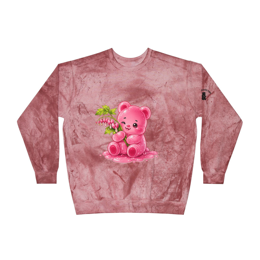 Fresh Bleeding Hearts, Pink Gooey Gummy Bear Friend-Tie-Dye Graphic Sweatshirt