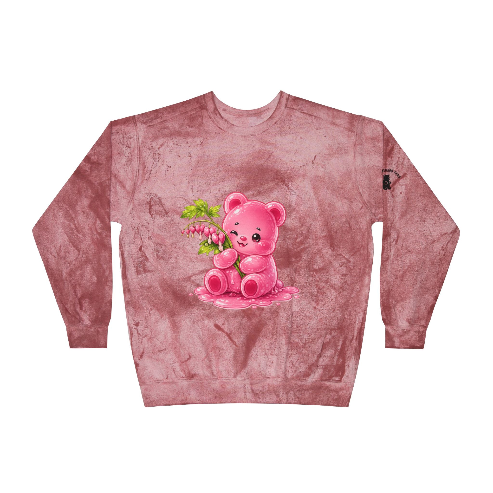 Fresh Bleeding Hearts, Pink Gooey Gummy Bear Friend-Tie-Dye Graphic Sweatshirt