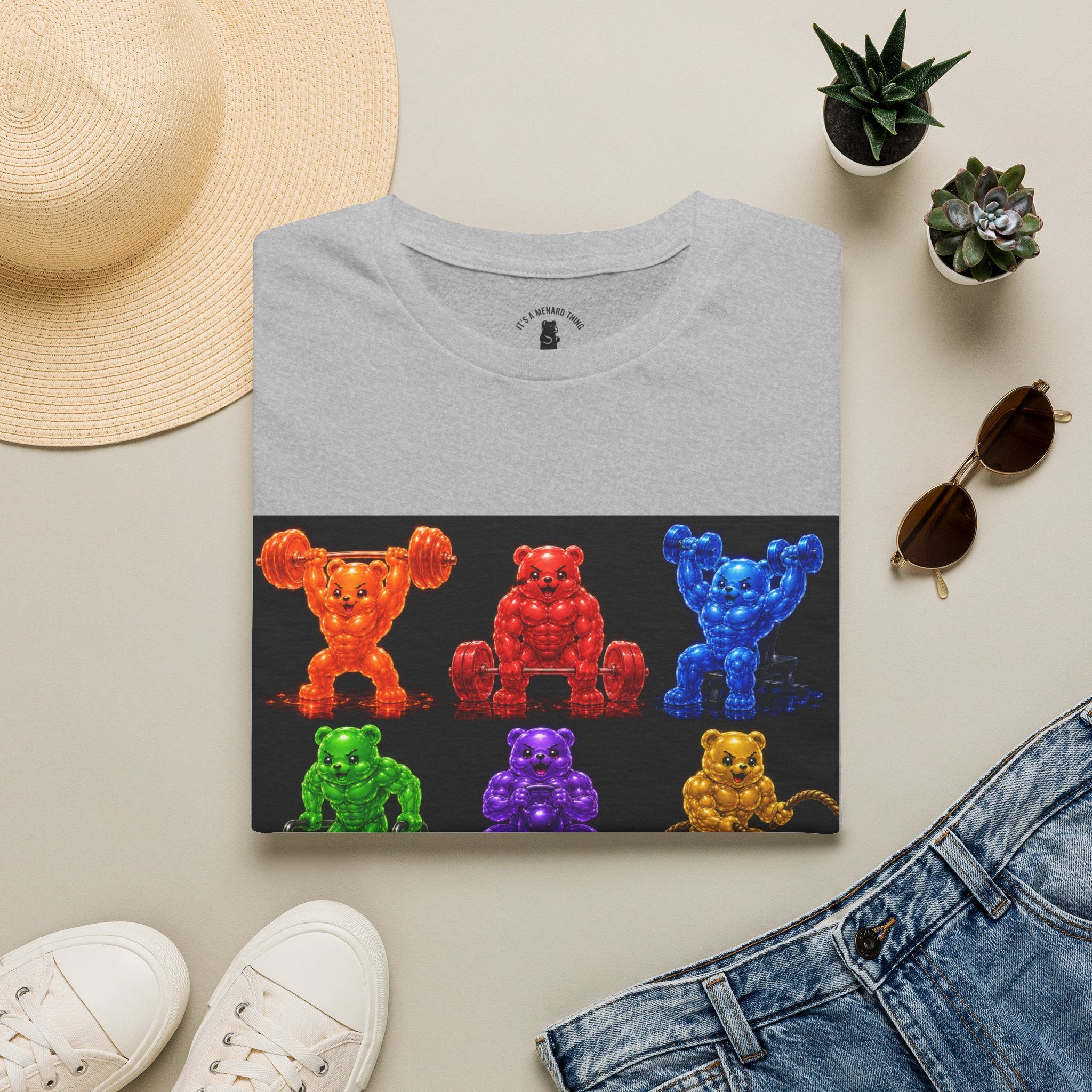 Gummy Grid of Oozy Buff Bears Workout- Adult Graphic Shirt