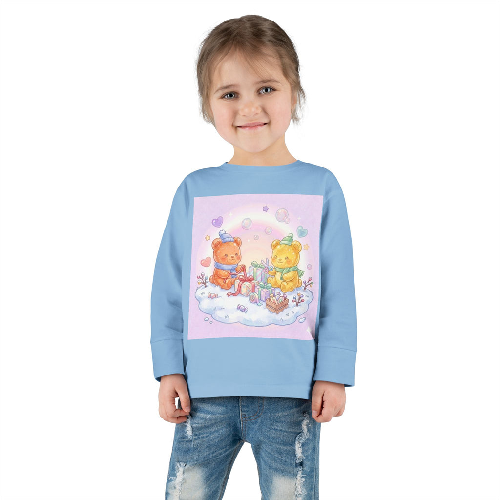 Holiday Gift Giving, Oozy Bear Friends In Snow- Graphic Long Sleeve Shirt
