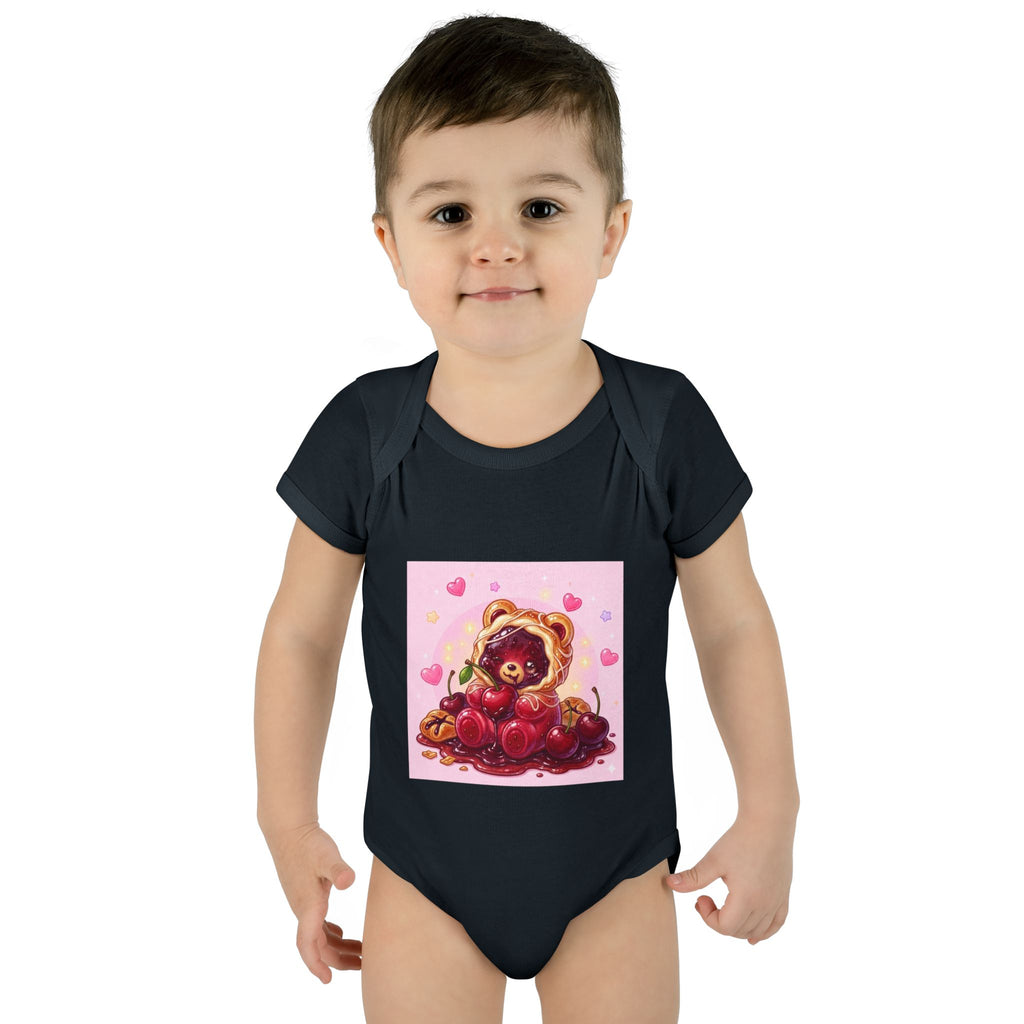 Cherry Danish Gooey Gummy Bear in Puff PJs (Infant Rib Onesie)