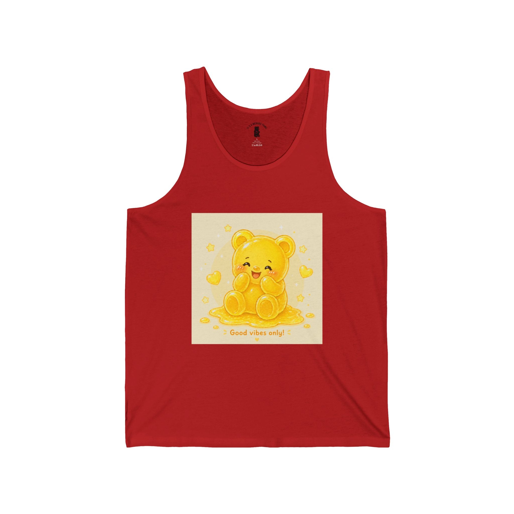 Happy Golden Yellow Good Vibes, Gooey Gummy Bear — Kawaii Graphic Tank top