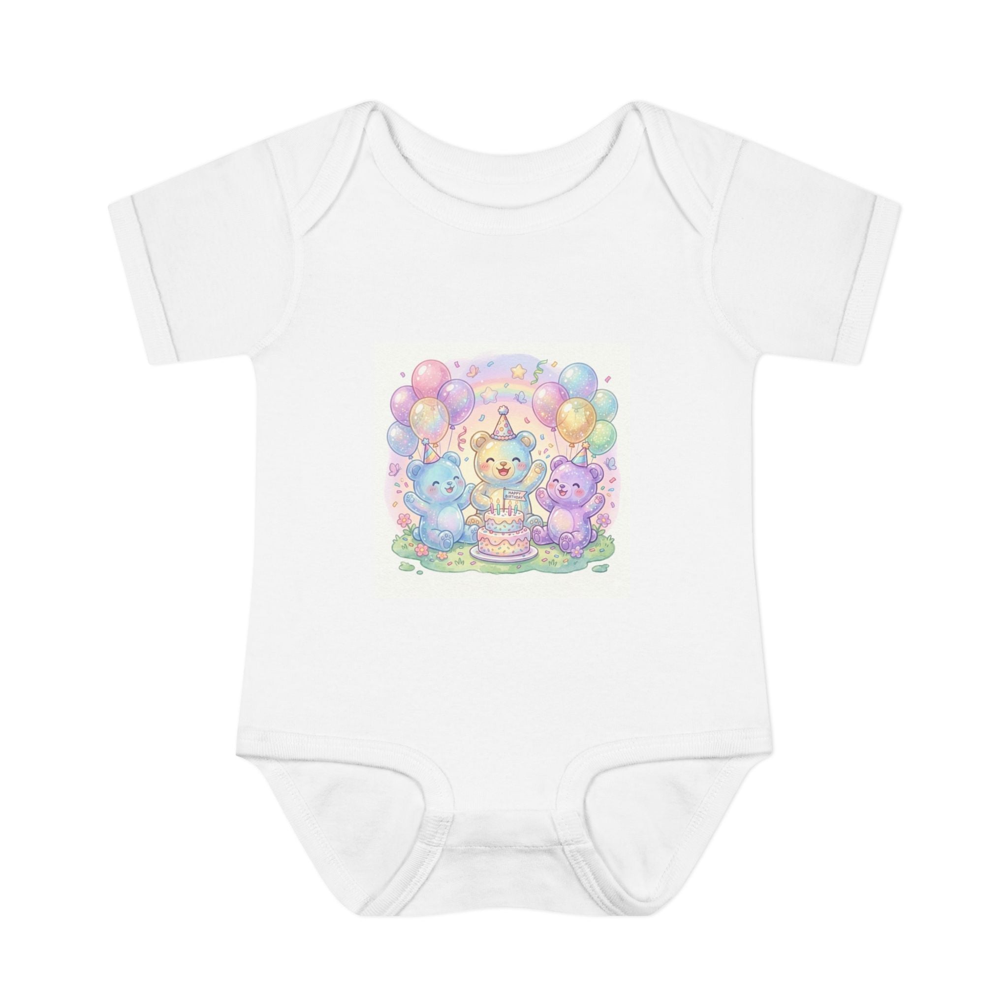 Birthday Gooey Bears, Cake & Balloons Infant Onesie