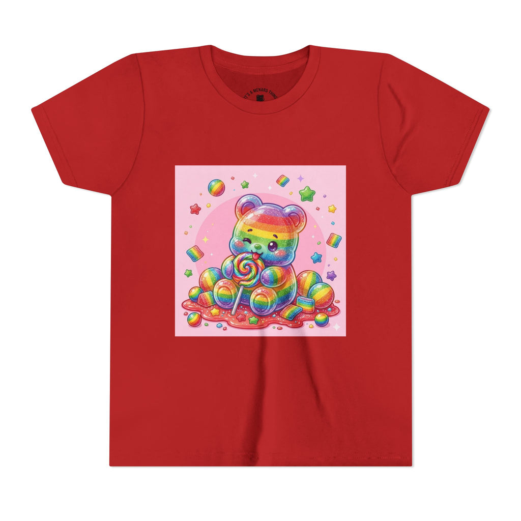 Rainbow Stripe Gooey Gummy Bear Youth T-Shirt