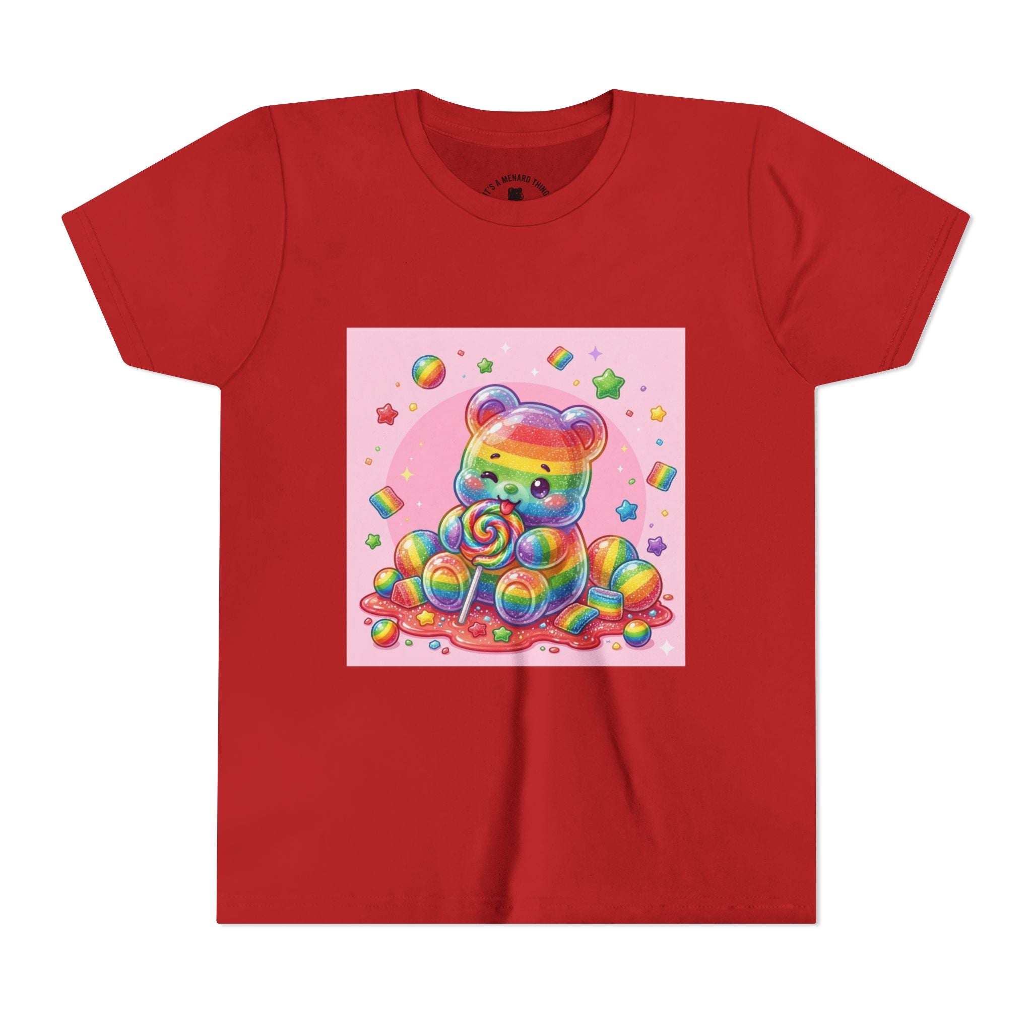 Rainbow Stripe Gooey Gummy Bear Youth T-Shirt