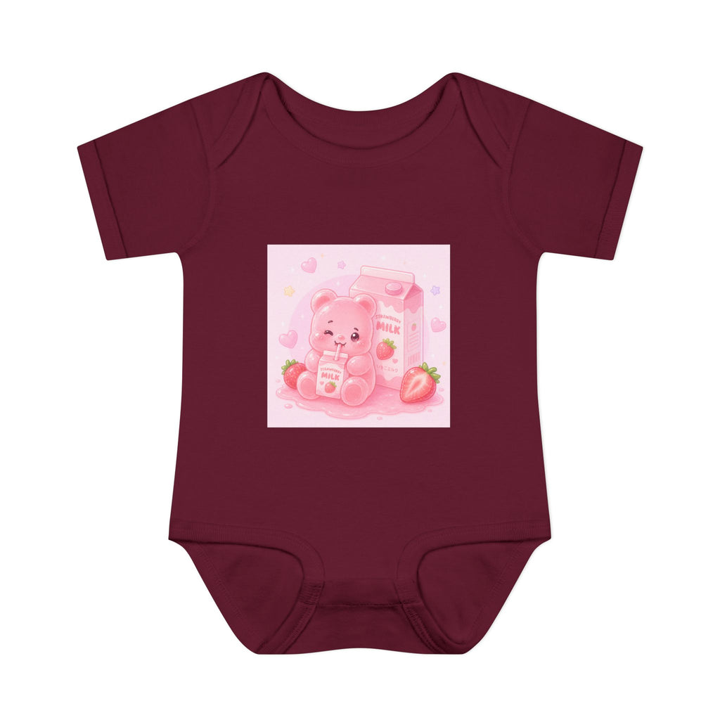 Pink Strawberry Milk Gooey Gummy Bear Infant Bodysuit