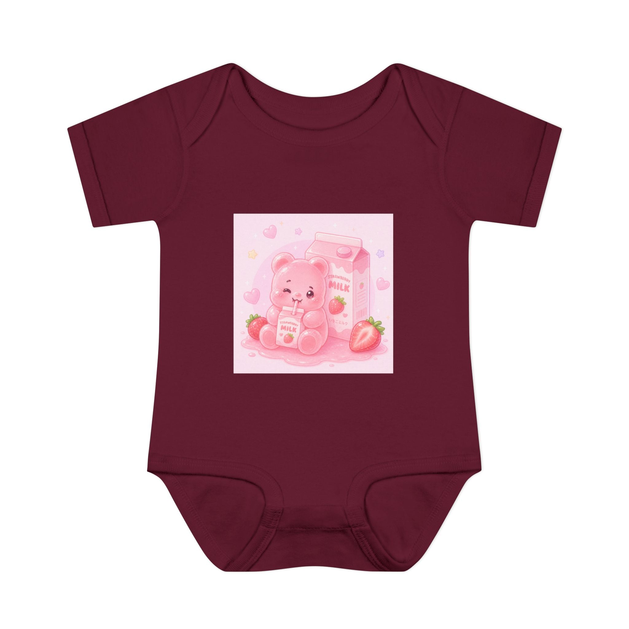 Pink Strawberry Milk Gooey Gummy Bear Infant Bodysuit