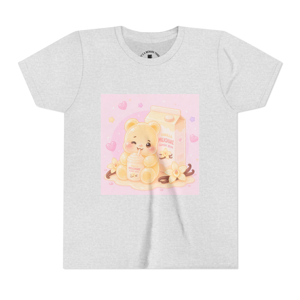 Vanilla Milk Shake Gooey Gummy Youth Tee — Kawaii Pastel Kids T‑Shirt