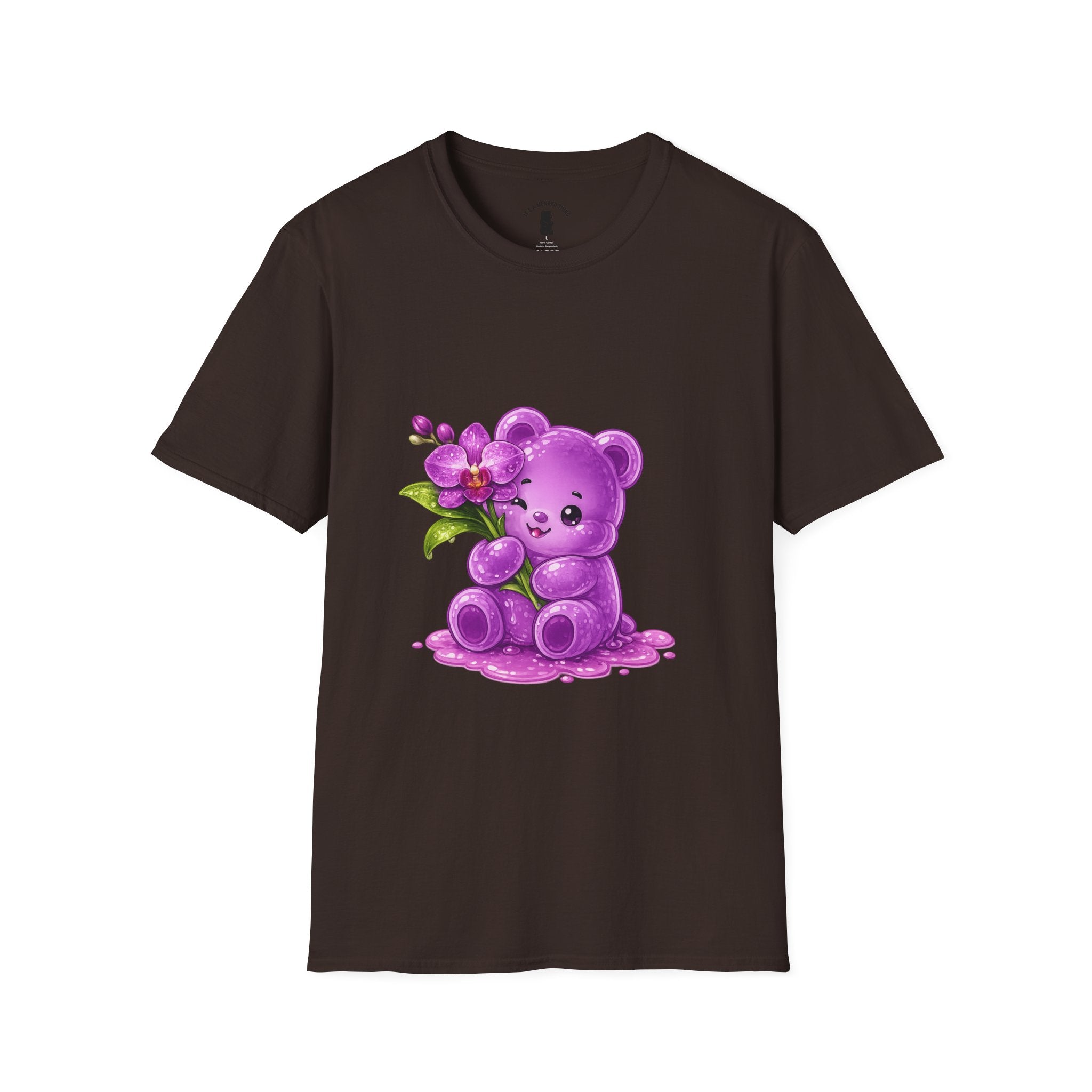 Beautiful Orchid, Purple Oozy Bear Floral Special Gummy Friend- Graphic Shirt