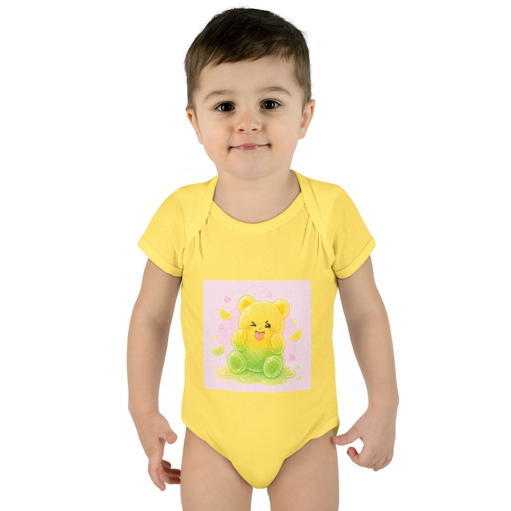 Sour Silly Gummy Gooey Lemon-Lime Bear Illustration Infant Onesie