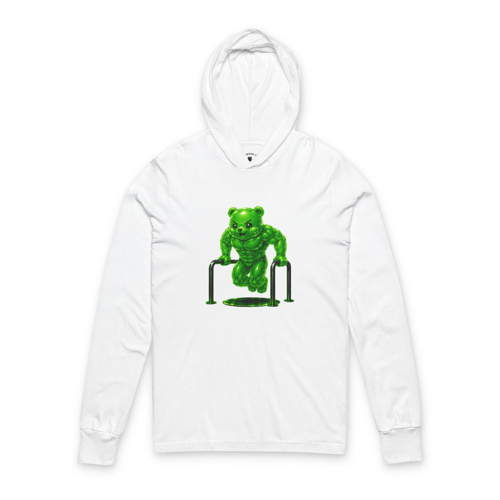 Lifting Workout, Emerald Green Oozy Buff Bear Gummy Gym Addition- Adult Workout Sweatshirt