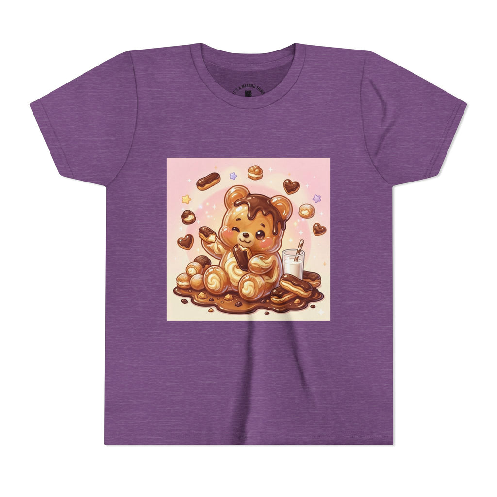 Cute Chocolate Eclair & Milk Gooey Gummy Bear Youth T-Shirt