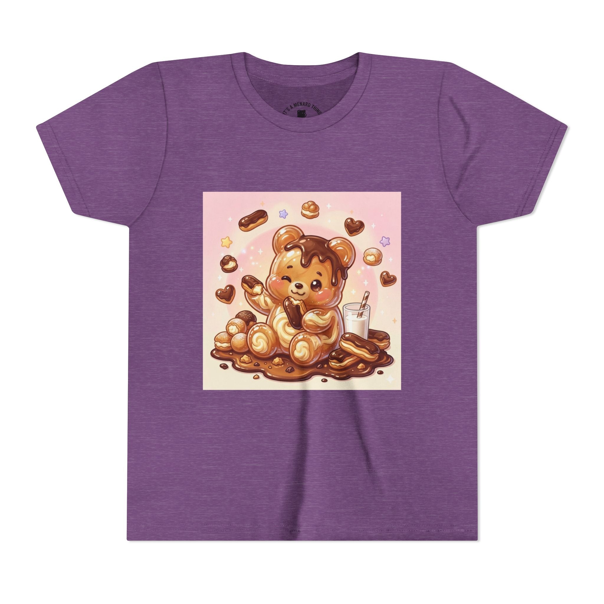 Cute Chocolate Eclair & Milk Gooey Gummy Bear Youth T-Shirt