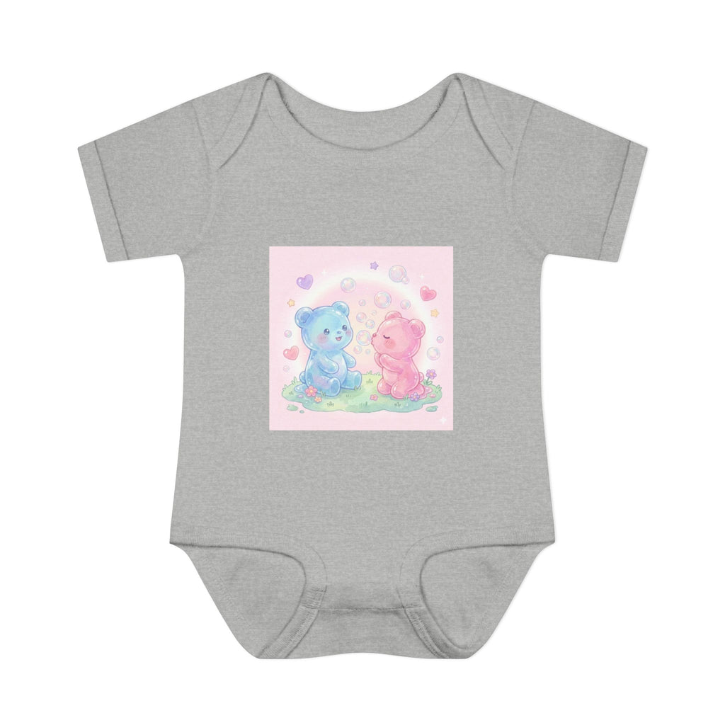 Baby Bodysuit — Pastel Blue & Pink Gooey Gummy Bears Cute Newborn Onesie