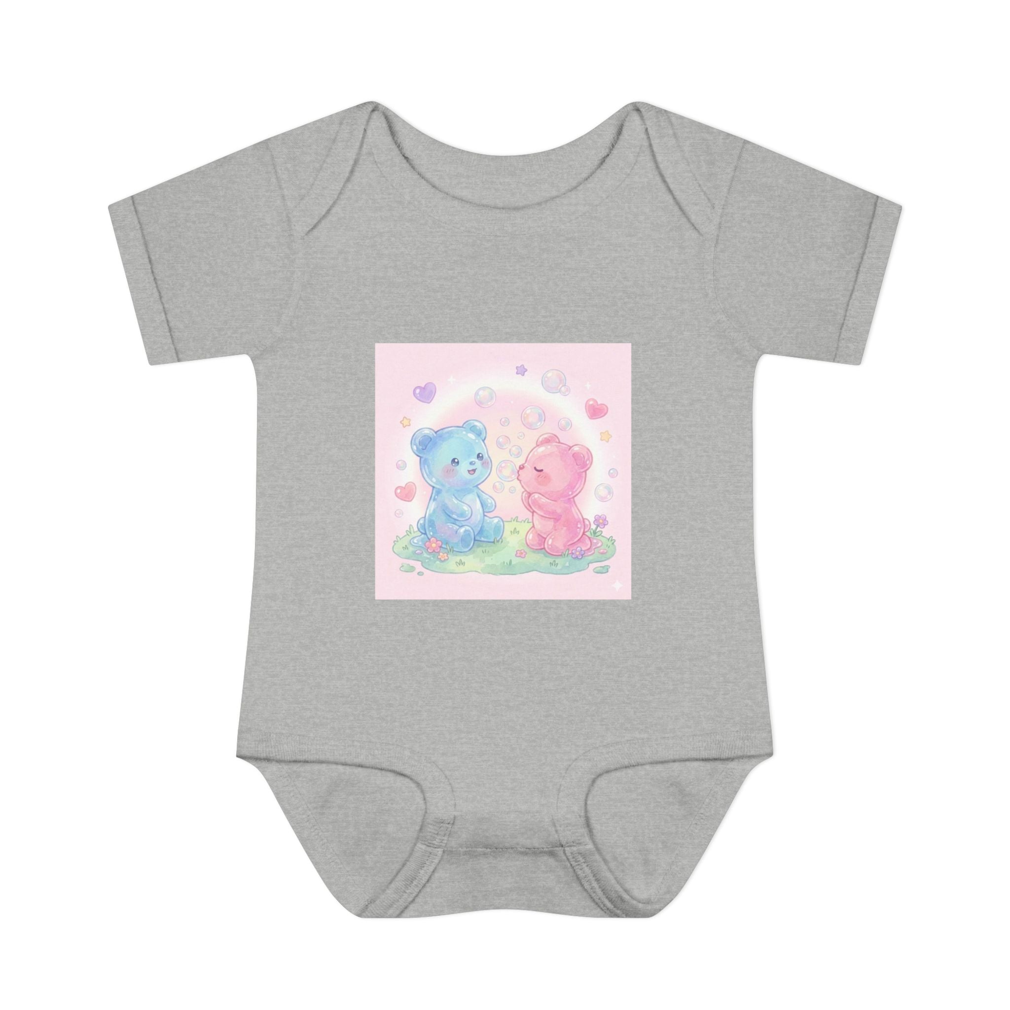 Baby Bodysuit — Pastel Blue & Pink Gooey Gummy Bears Cute Newborn Onesie