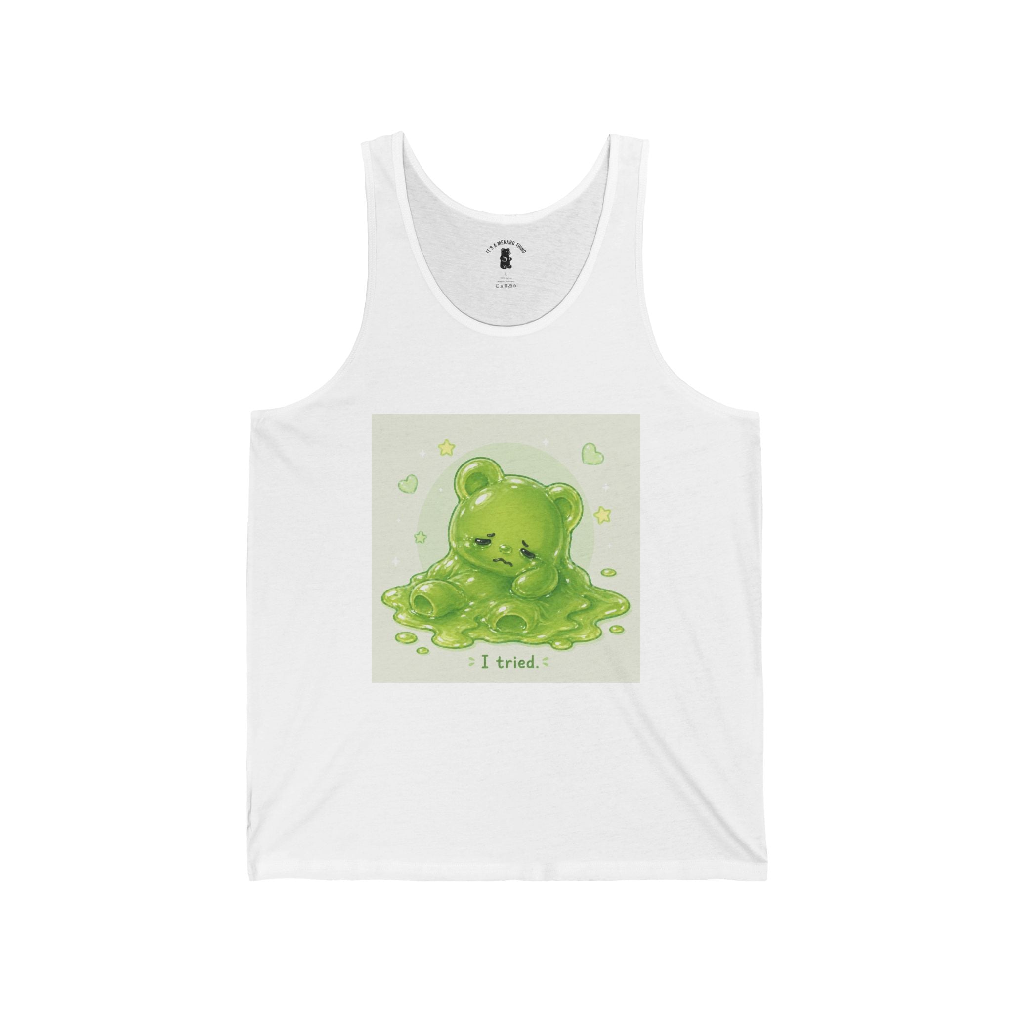 Tired Melting Green Gooey Gummy bear — Kawaii Graphic Tank Top