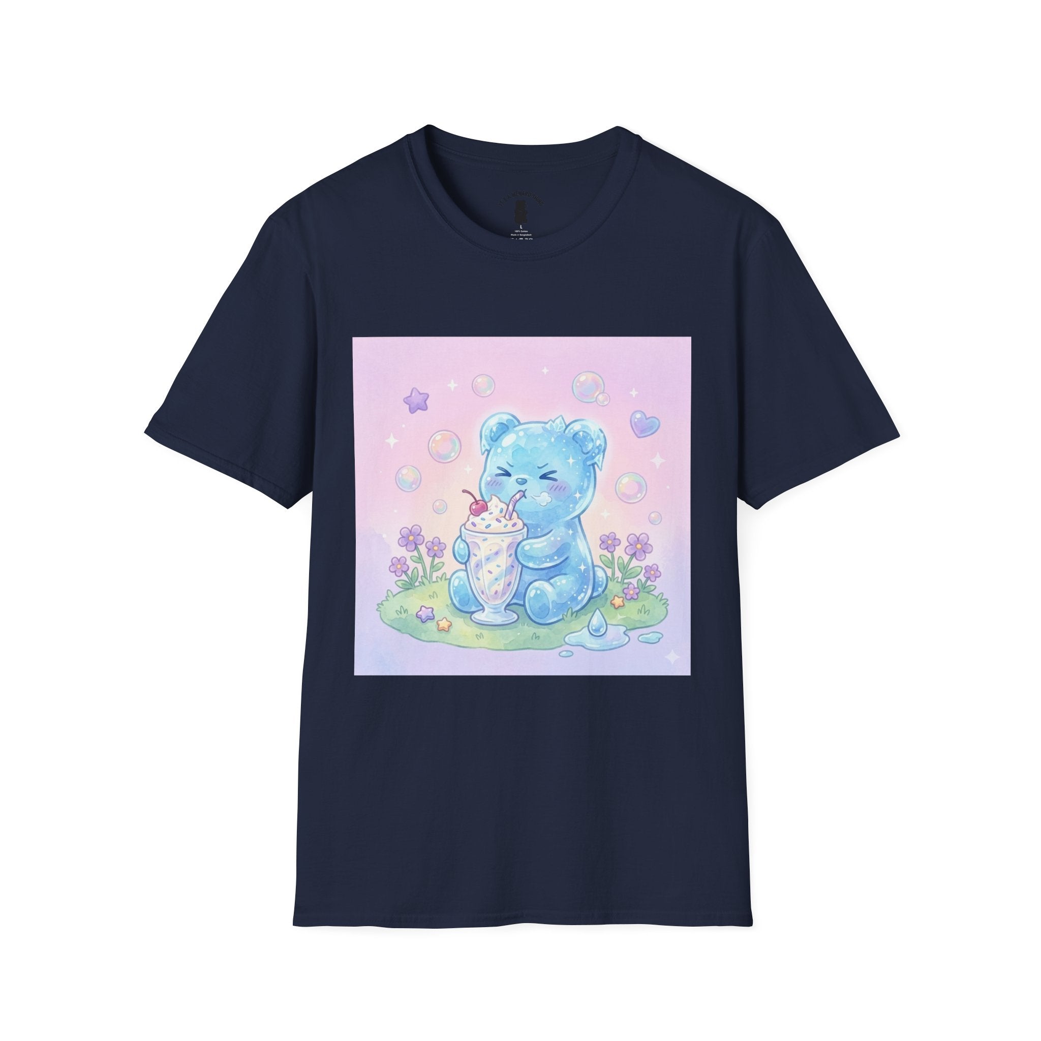 Cute Blue Iced Milkshake, Gooey Gummy Bear — Pastel Kawaii Graphic Tee