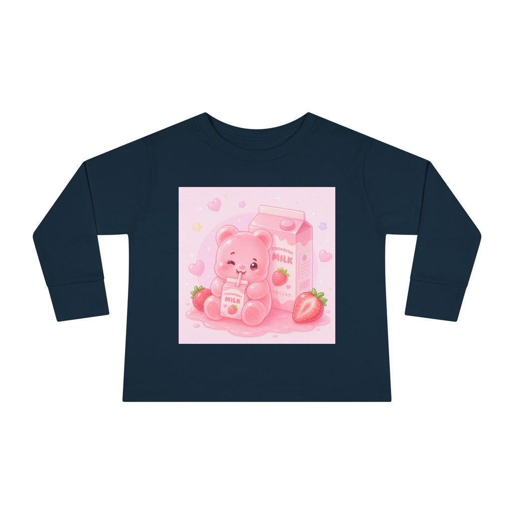 Strawberry Milk Oozy Bear Friend- Graphic Long Sleeve Shirt