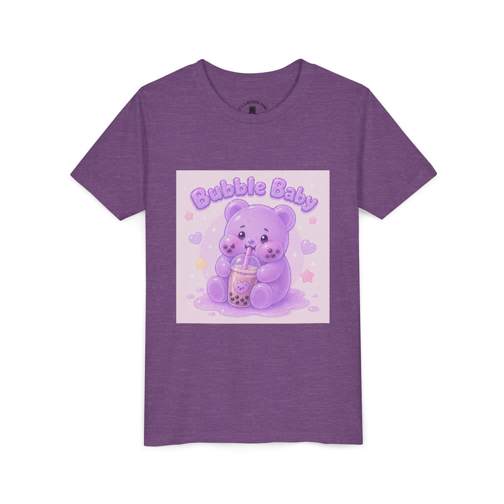 Purple Boba Tea Gooey Gummy Bear with Boba Milk Tea Kids Shirt