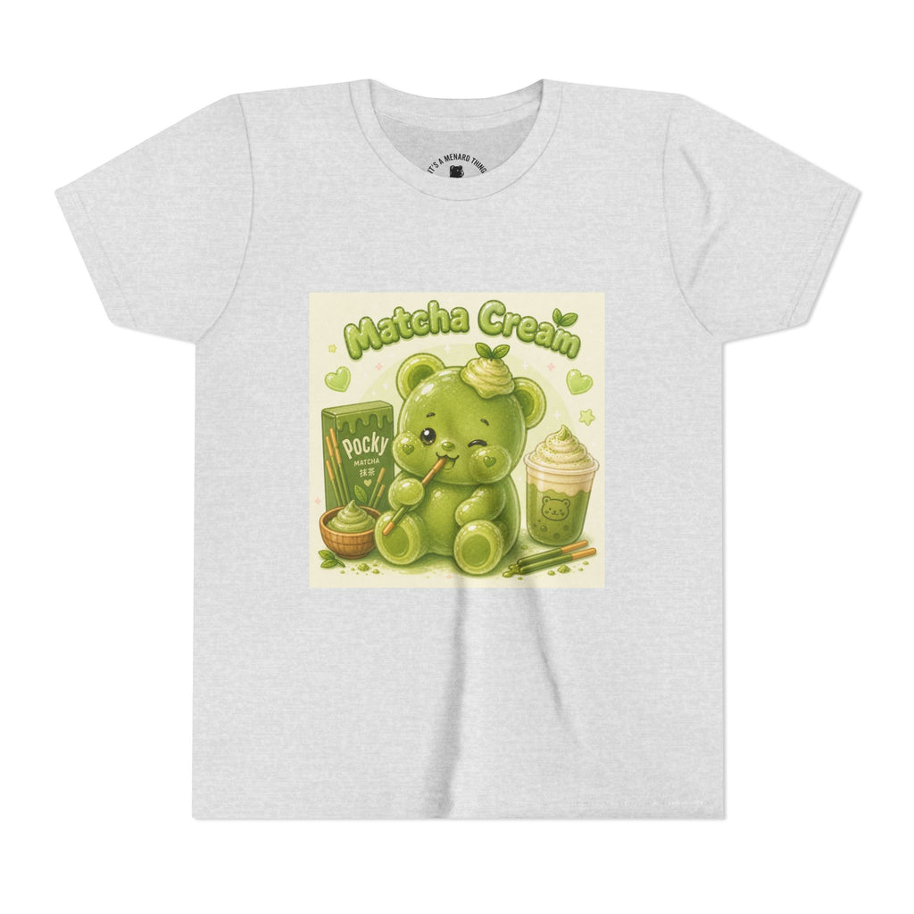Matcha Cream Gooey Gummy Bear Youth Tee —Pocky & Dessert Graphic