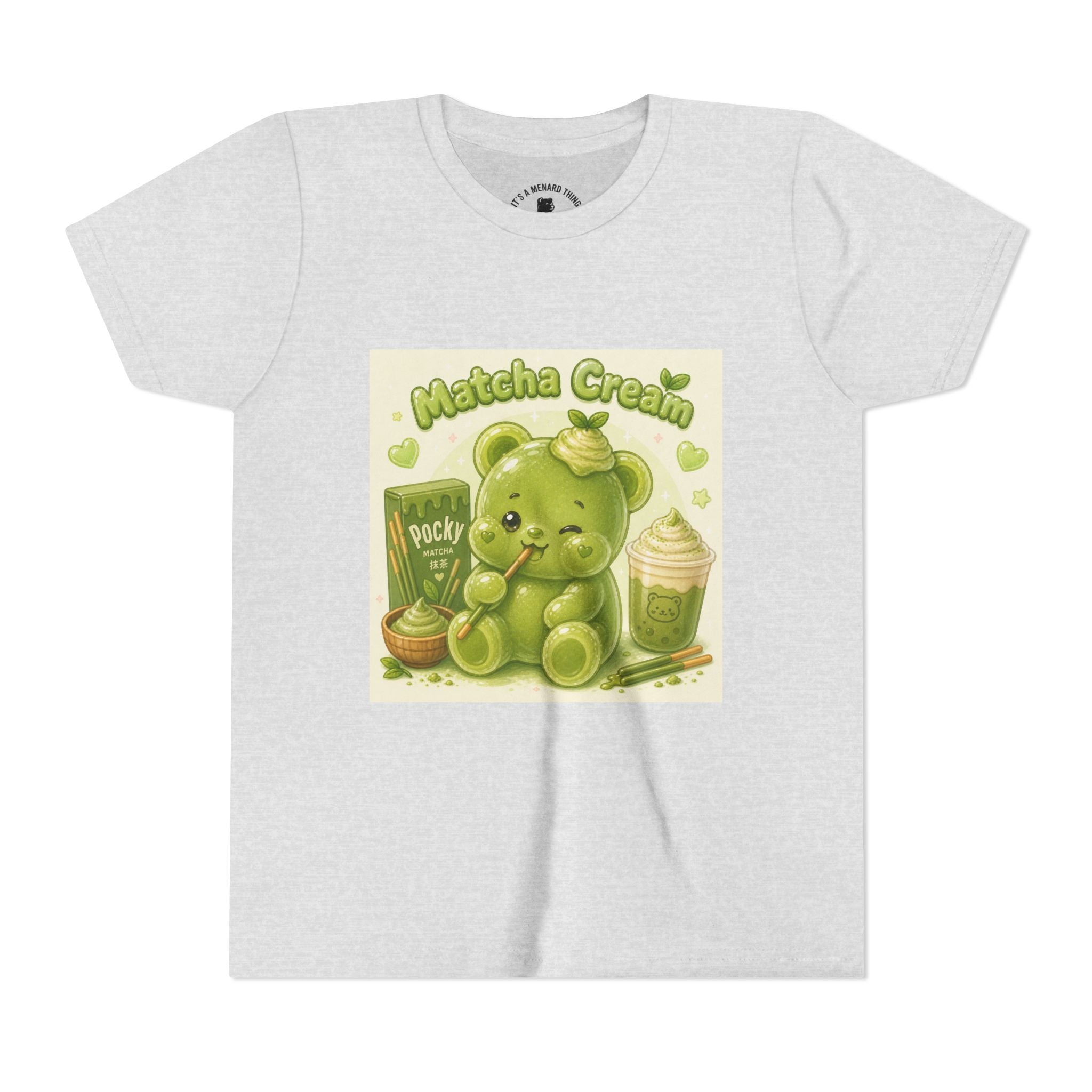 Matcha Cream Gooey Gummy Bear Youth Tee —Pocky & Dessert Graphic