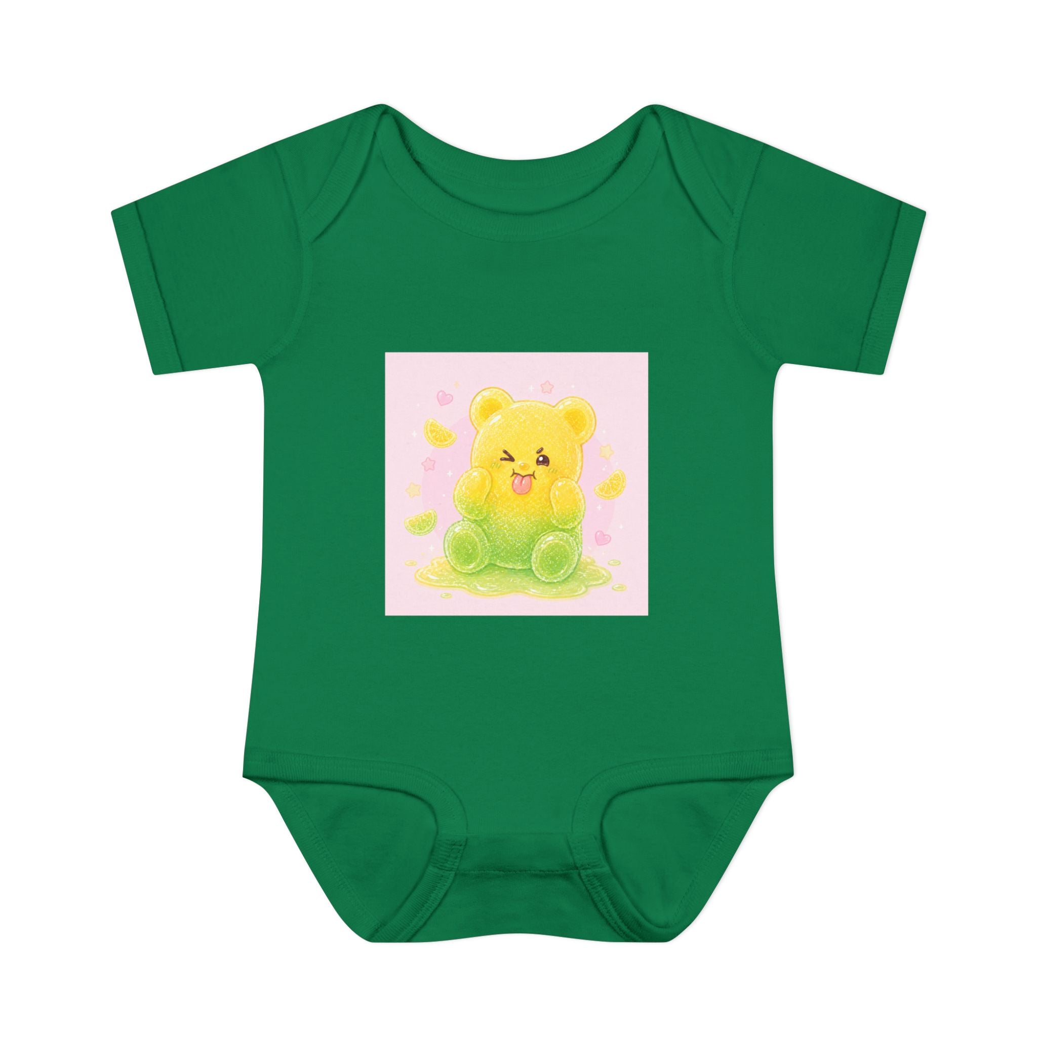 Sour Silly Gummy Gooey Lemon-Lime Bear Illustration Infant Onesie