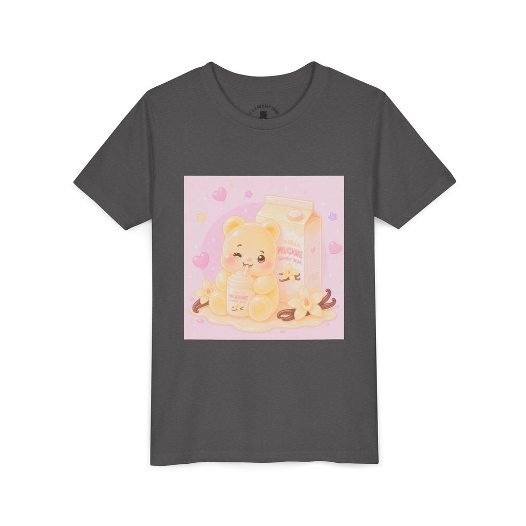 Vanilla Milk Shake Gooey Gummy Youth Tee — Kawaii Pastel Kids T‑Shirt