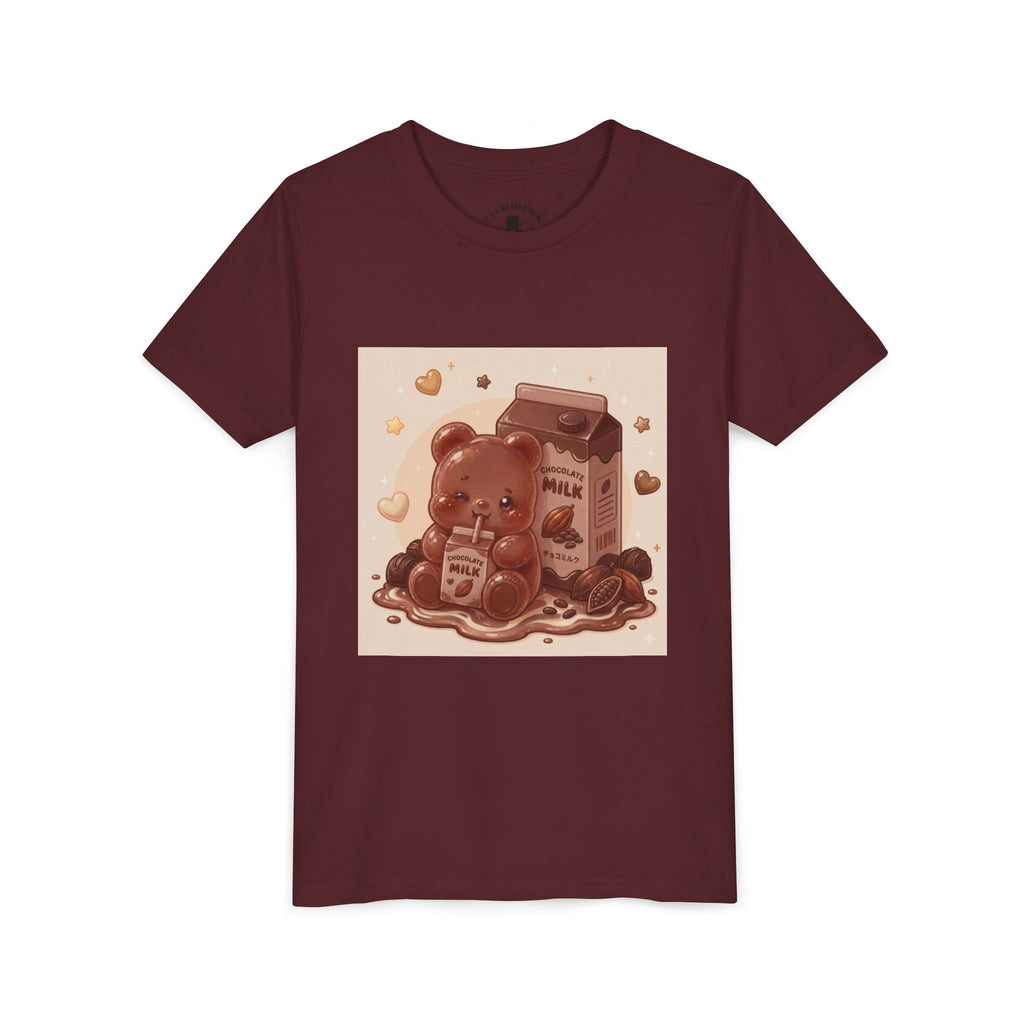 Kids Milk Chocolate Gooey Gummy Bear — Cute Milk Carton Graphic Youth T-Shirt