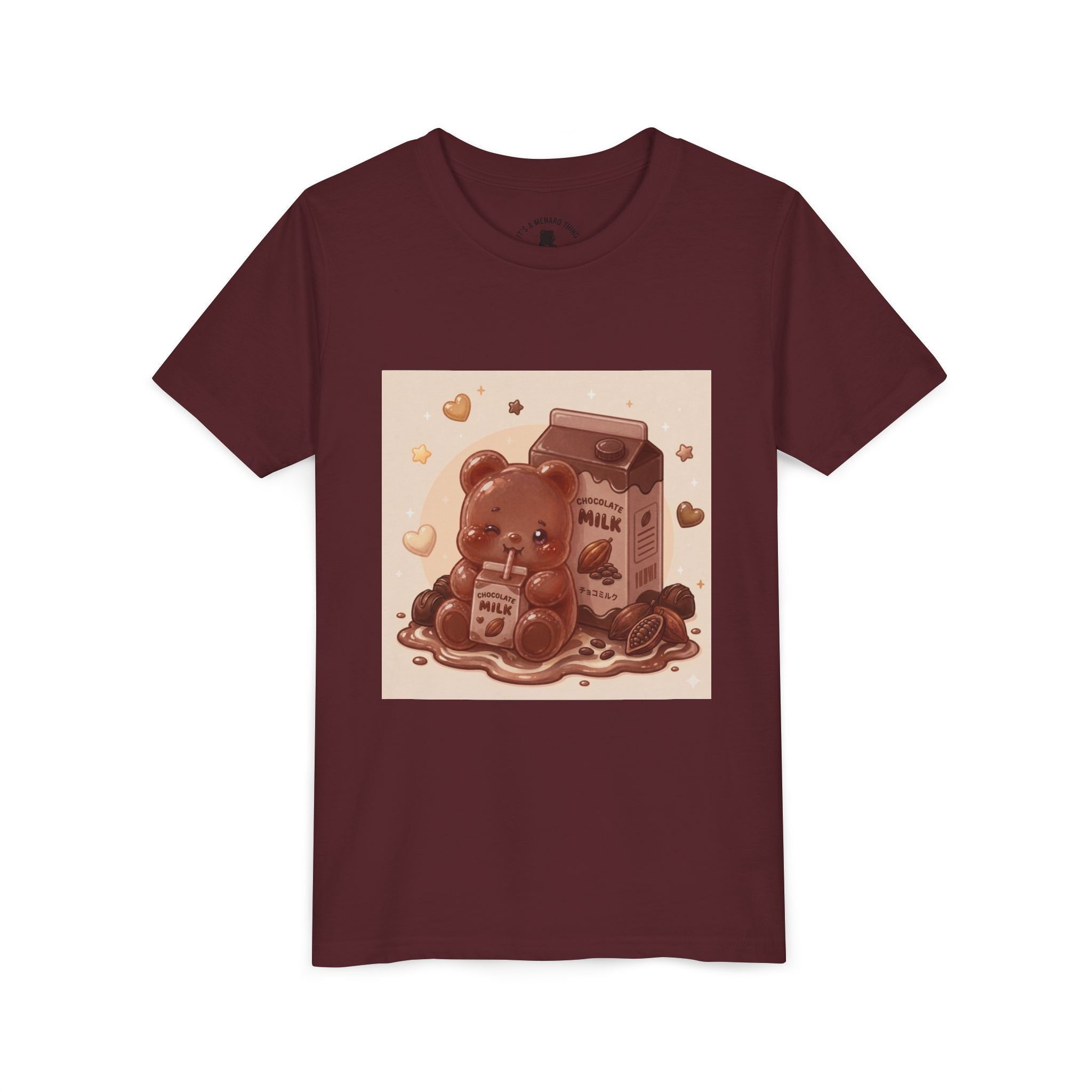 Kids Milk Chocolate Gooey Gummy Bear — Cute Milk Carton Graphic Youth T-Shirt