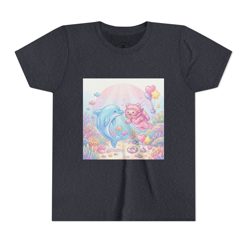 Dolphin & Pink Gooey Gummy Bear Underwater Tee — Pastel Ocean Animal Graphic Shirt
