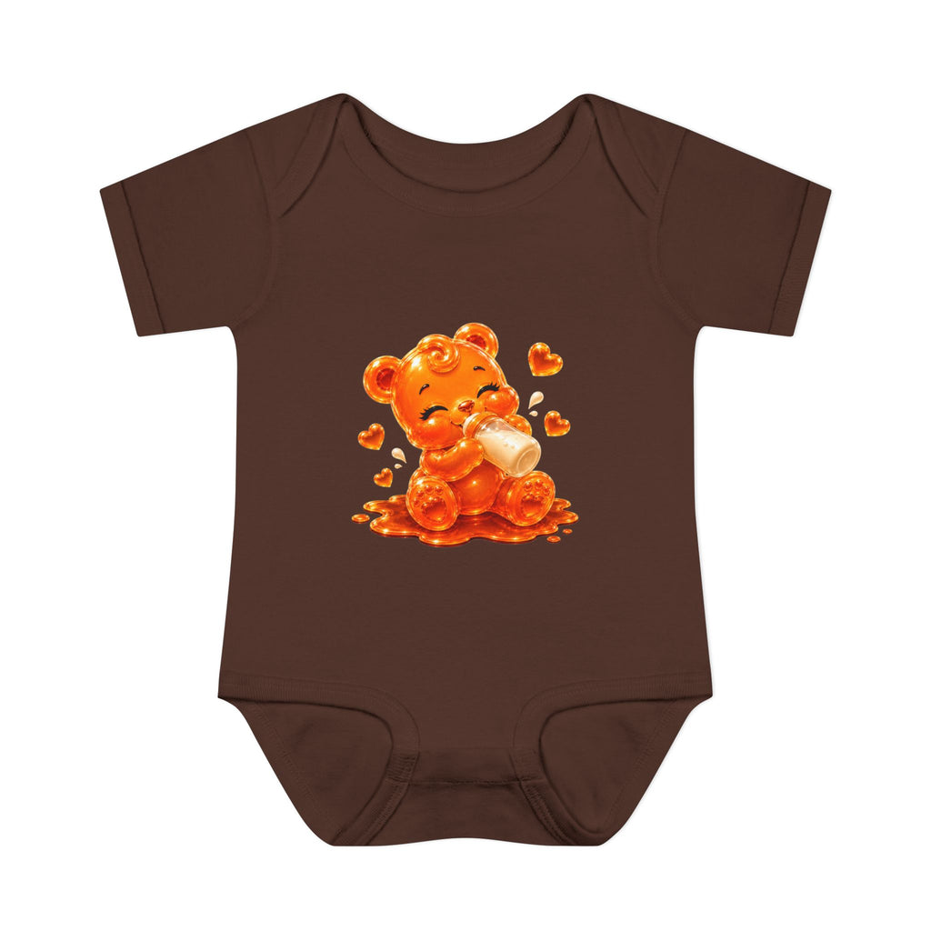 Yummy, Yummy Milk Time Orange Oozy Baby Gummy Bear Cutie Addition- Graphic Onesie