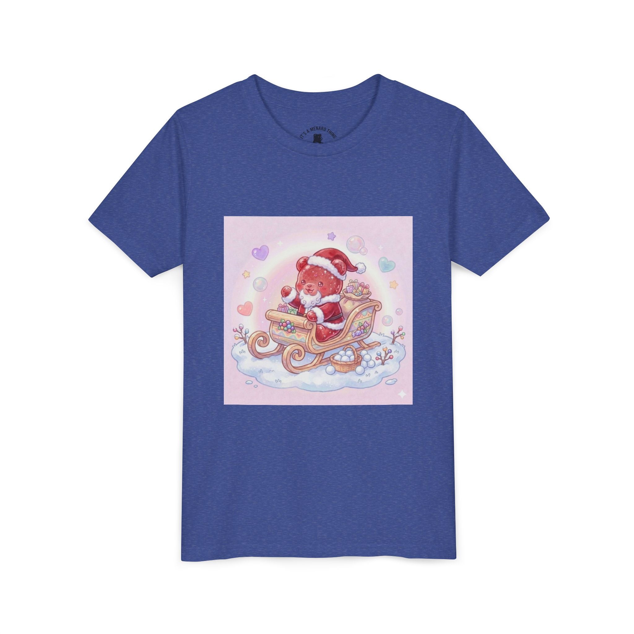 Cute Gooey Gummy Red Santa in Sleigh Holiday Shirt