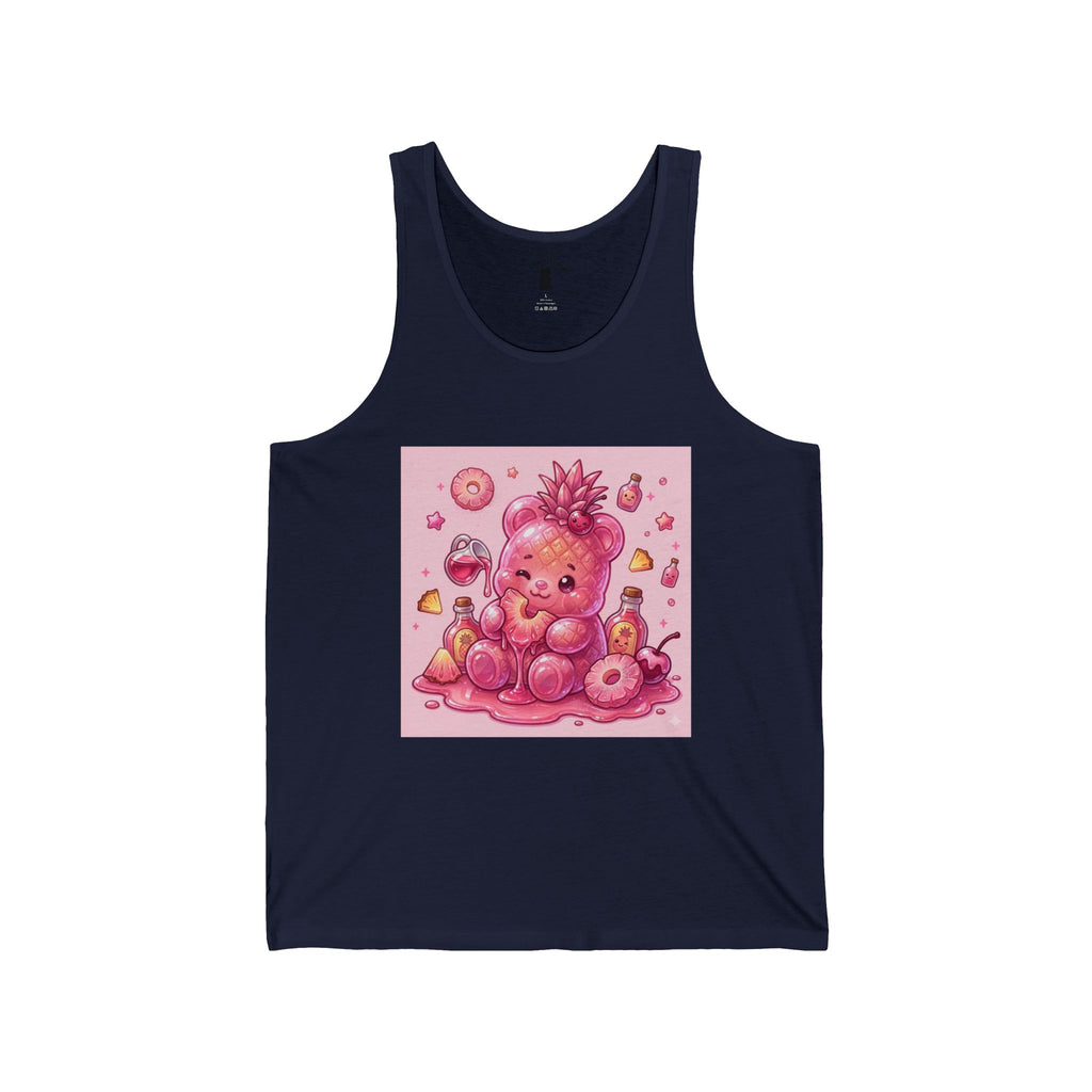 Pink Pineapple Exotic Fruit, Gooey Gummy Bear Friend — Kawaii Graphic Illustration