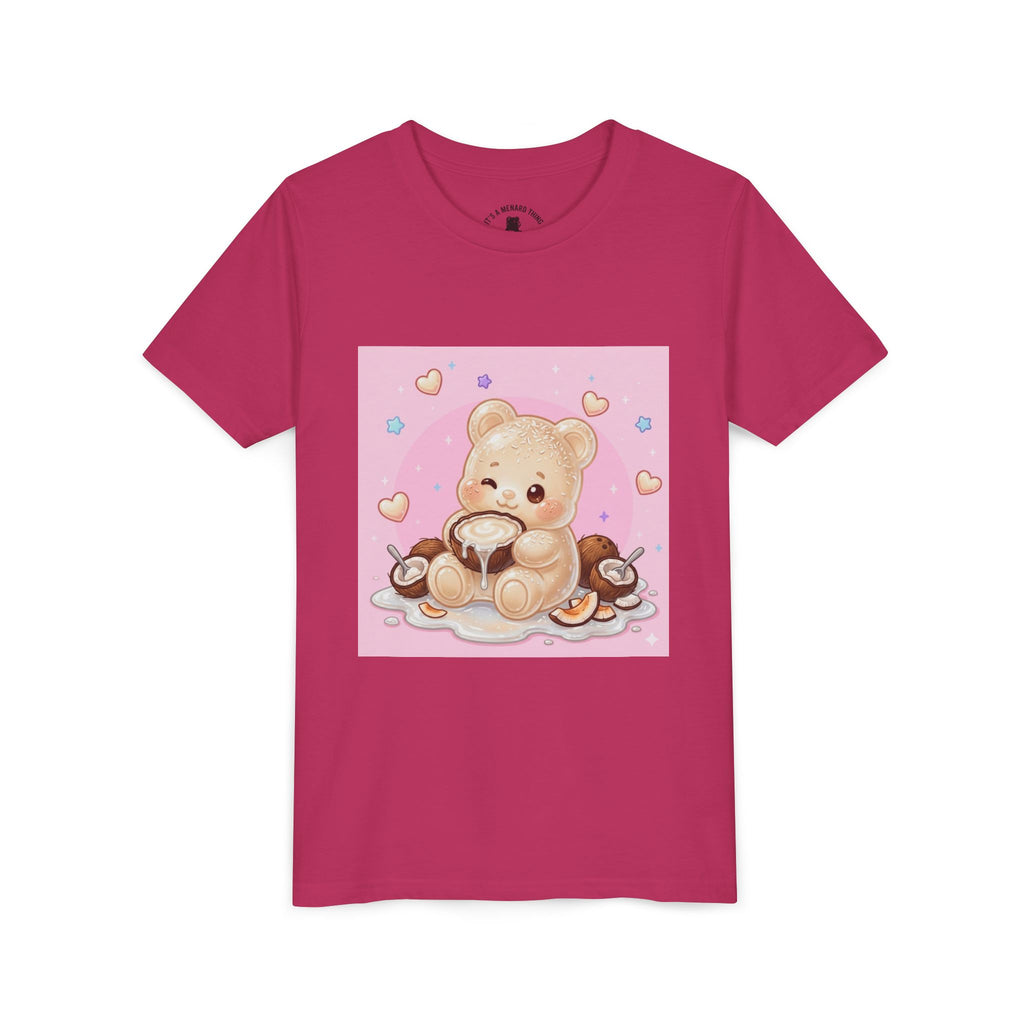 Gooey Gummy Coconut Milk Bear Kids T-Shirt (Pink Hearts)
