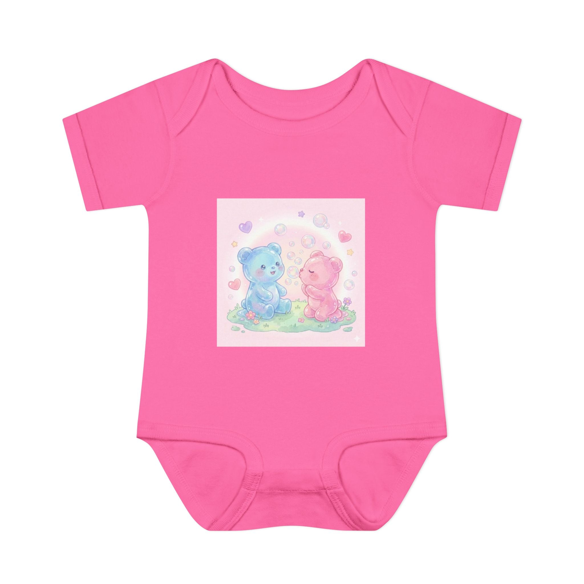 Baby Bodysuit — Pastel Blue & Pink Gooey Gummy Bears Cute Newborn Onesie