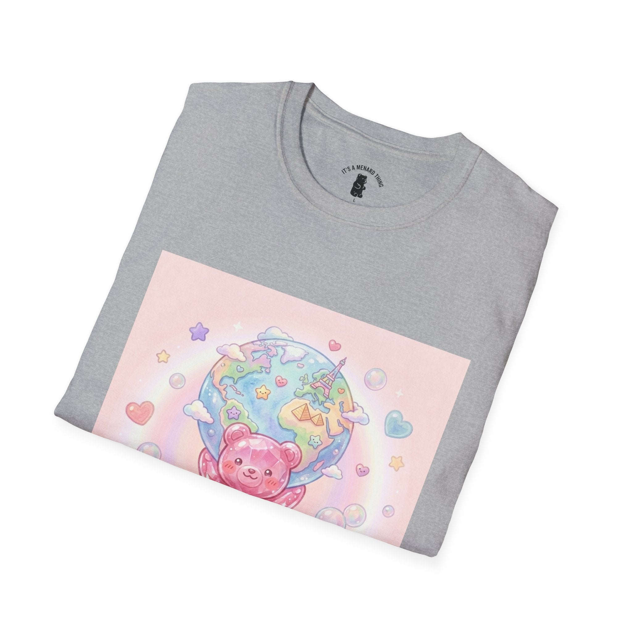 World Atlas, Pink Crystal Gooey Gummy Bear — Pastel Graphic T-Shirt