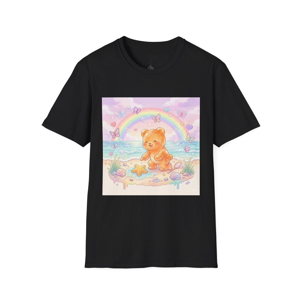Cute Beach Teddy T-Shirt — Rainbow Seashells & Starfish Graphic Tee