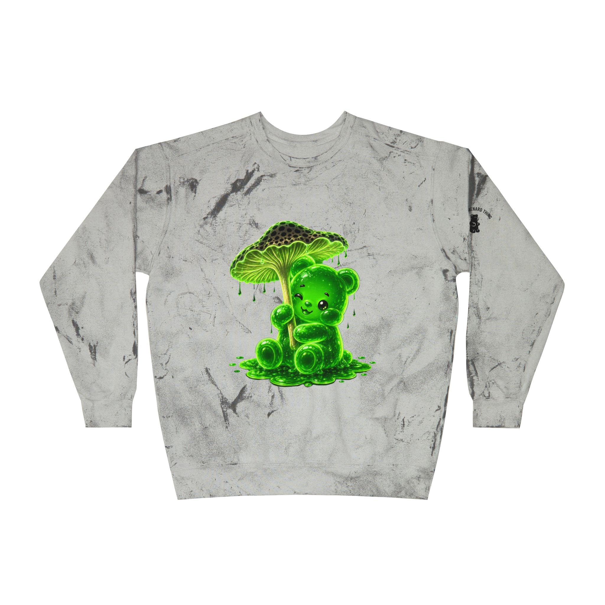 Glowing Green Mushroom, Gooey Gummy Bear-Kawaii Graphic Sweatshirt